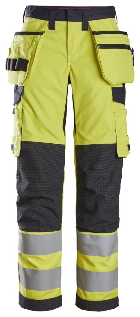 ProtecWork, Pantalon de protection pour femme avec poches holster, haute visibilité, Classe 2