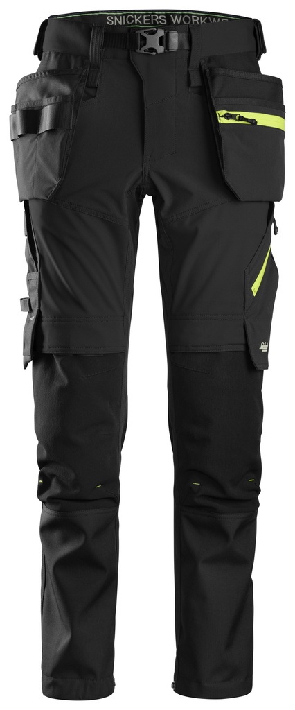 Snickers 6940- FlexiWork, Pantalon en tissu extensible softshell avec poches holster amovibles