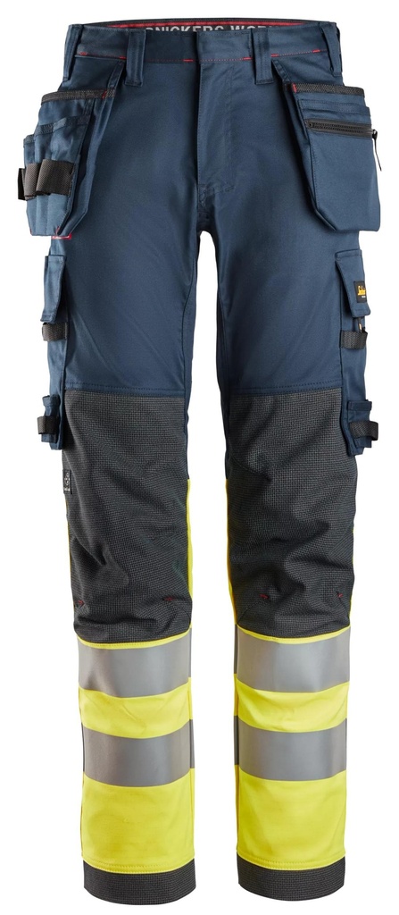 ProtecWork, Pantalon de travail extensible avec poches holster, haute visibilité,  Classe 1