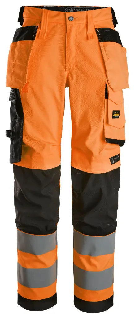 6743- Pantalon en tissu extensible pour femme avec poches holster haute visibilité, Classe 2