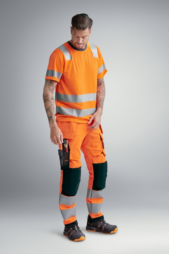 [6243] Snickers 6243 – AllroundWork, Pantalon en tissu extensible avec poches holster, haute visibilité, Classe 2