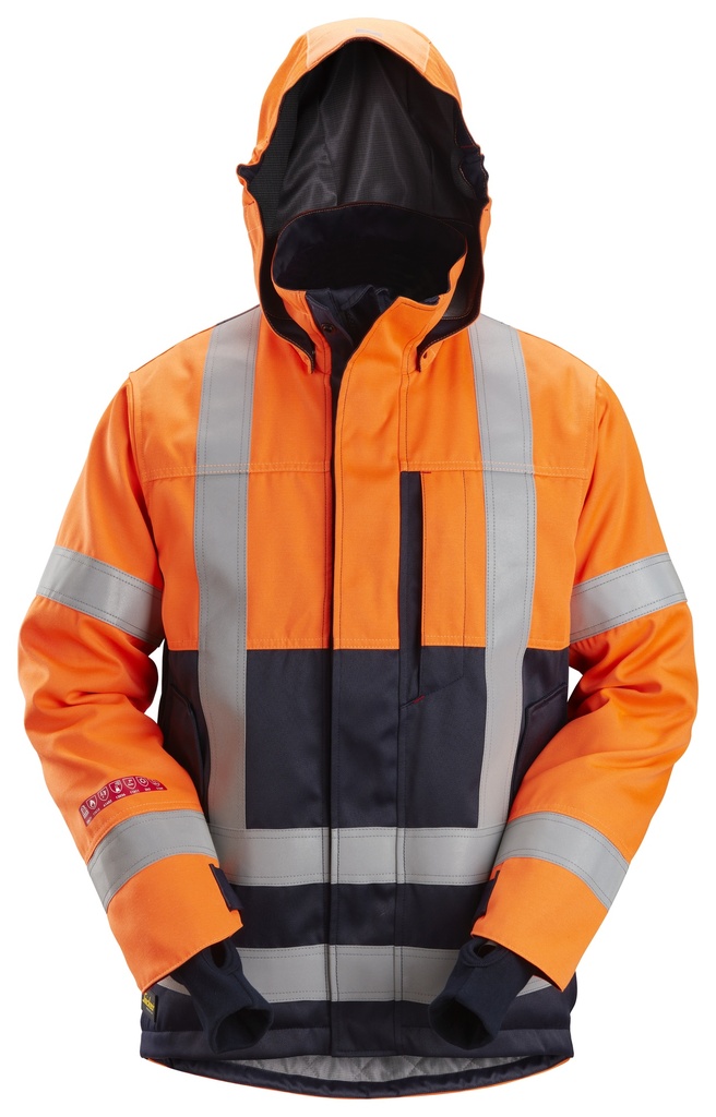 Snickers 1164 – ProtecWork, Veste à capuche isolée, haute visibilité, Classe 3