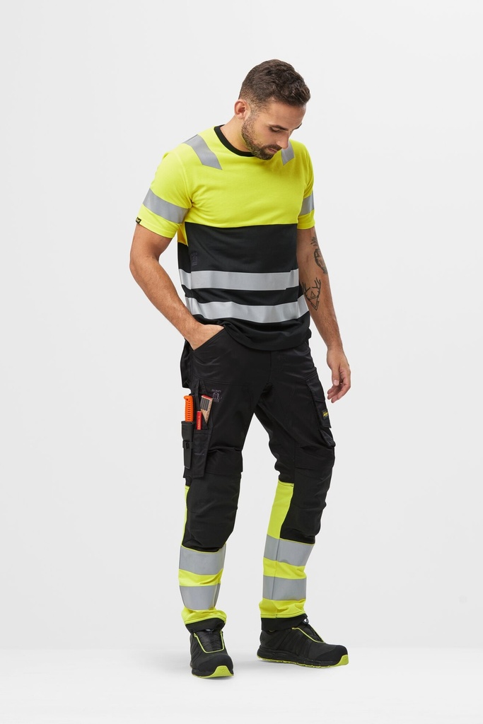 Snickers 6334 – Pantalon en tissu extensible haute visibilité, Classe 1 (0455)
