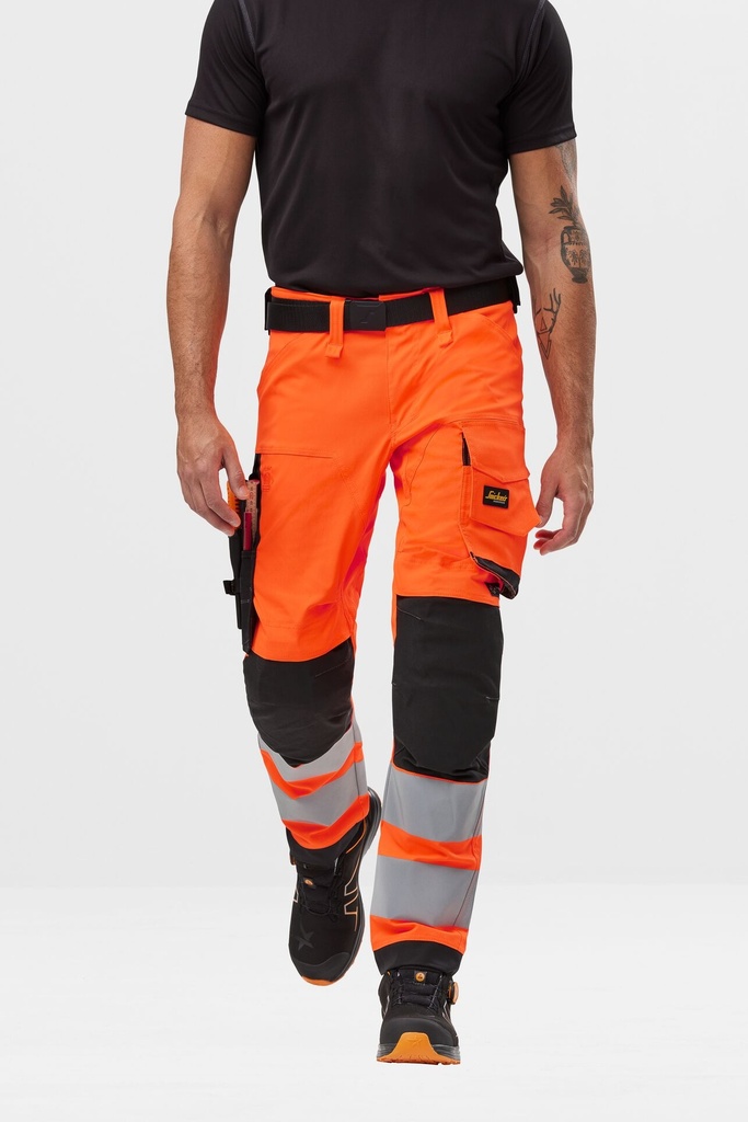 Snickers 6343 – Pantalon en tissu extensible haute visibilité, Classe 2