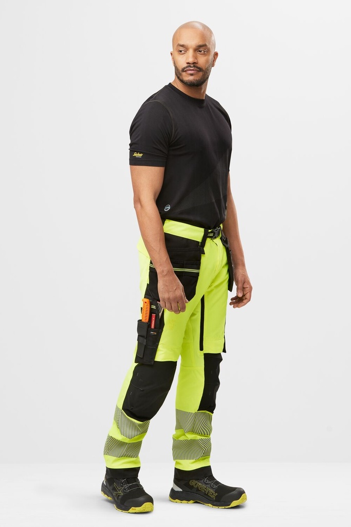 [6943] Snickers 6943 – Pantalon de travail en tissu extensible avec poches holster haute visibilité, Classe 2