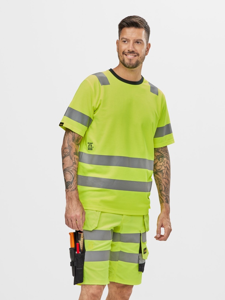 [61355504044] Snickers 6135 – Short en tissu extensible avec poches holster haute visibilité, Classe 1 (5504, 44)