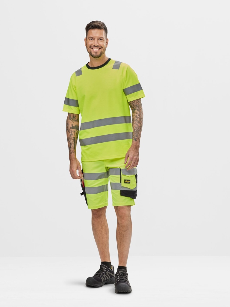 [61365504044] Snickers 6136 – Short en tissu extensible haute visibilité, Classe 1 (5504, 44)