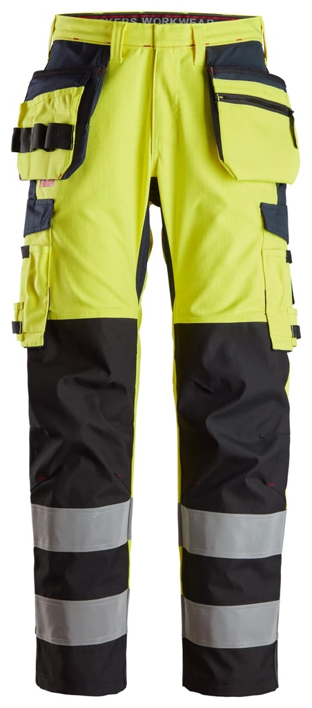 [62646695044] Snickers 6264 – Protec Work, Pantalon de travail renforcé au niveau de tibia avec poches holster haute visibilité, Classe 2 (44)