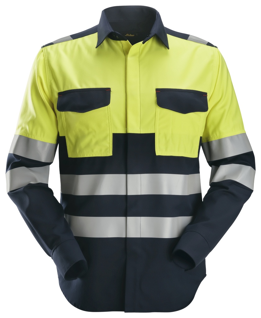 Snickers 8560 – ProtecWork, Chemise de soudeur manches longues haute visibilité, Classe 1 (XS)