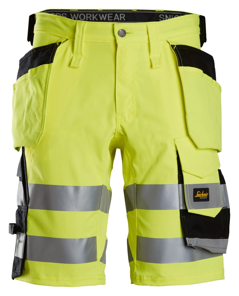 Snickers 6135 – Short en tissu extensible avec poches holster haute visibilité, Classe 1