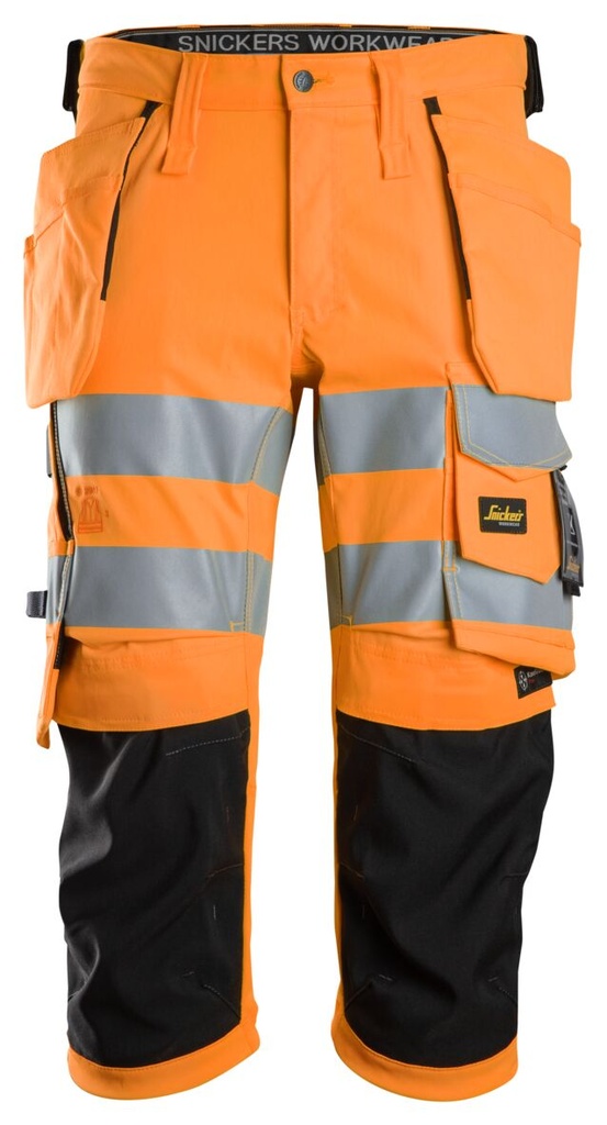 [61385504044] Snickers 6138 – Pantacourt en tissu extensible avec poches holster haute visibilité, Classe 1/2 (5504, 44)