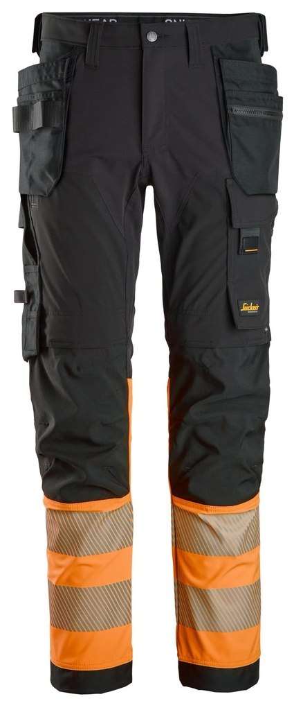 [62310455044] Snickers 6231 – Pantalon haute visibilité extensible 4 directions poches fourre-tout, Classe 1 (0455, 44)