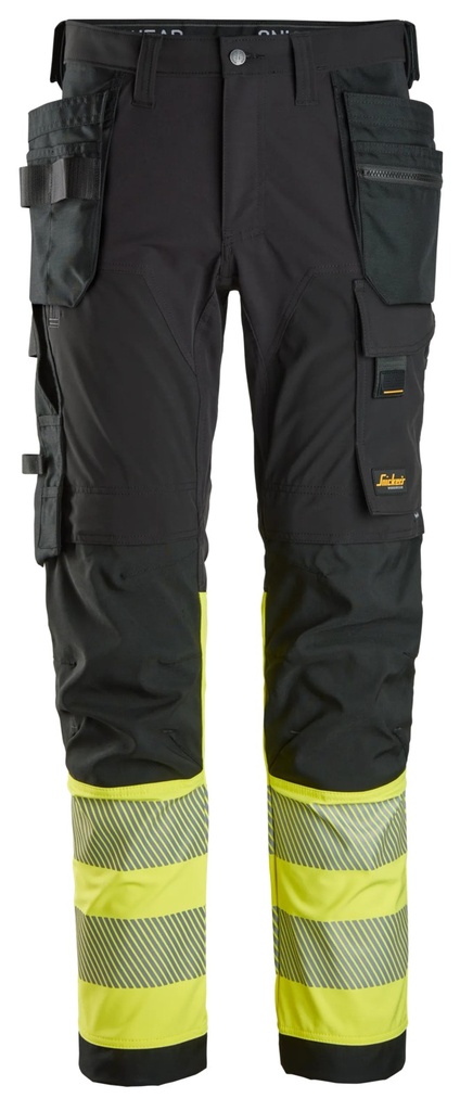 Snickers 6231 – Pantalon haute visibilité extensible 4 directions poches fourre-tout, Classe 1