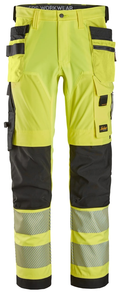 Snickers 6232 – Pantalon haute visibilité extensible 4 directions poches fourre-tout, Classe 2