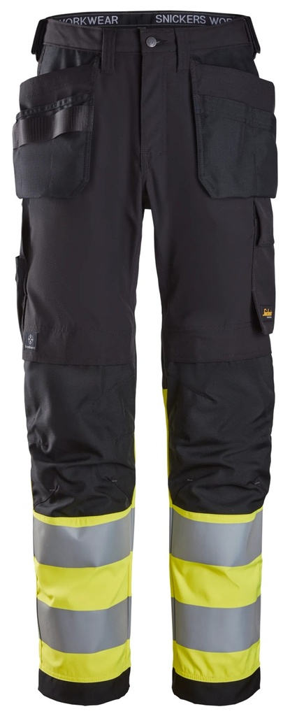 Snickers 6239 – Pantalon haute visibilité poches fourre-tout, Classe 1
