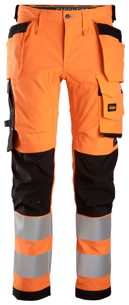 [62435504044] Snickers 6243 – AllroundWork, Pantalon en tissu extensible avec poches holster, haute visibilité, Classe 2 (5504, 44)