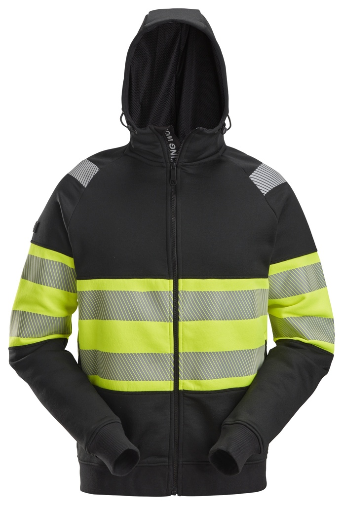 Sweat à capuche haute visibilité avec fermeture à glissière pleine longueur, Classe 1