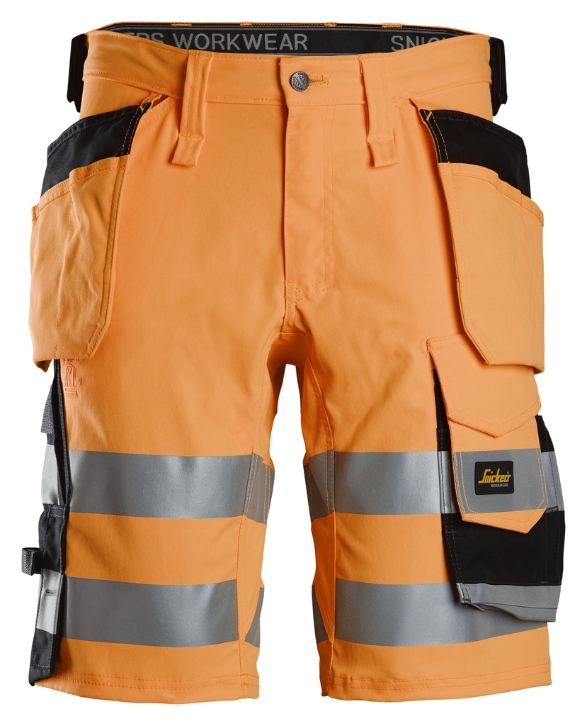 Short en tissu extensible avec poches holster haute visibilité, Classe 1