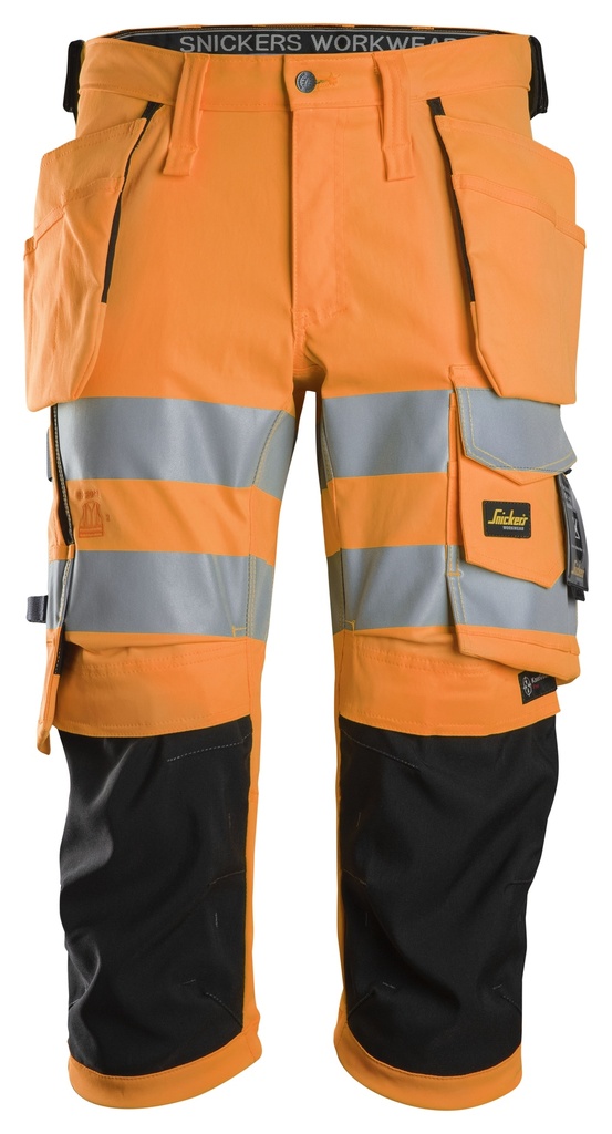 Snickers Pantacourt en tissu extensible avec poches holster haute visibilité-  Classe 1/2
