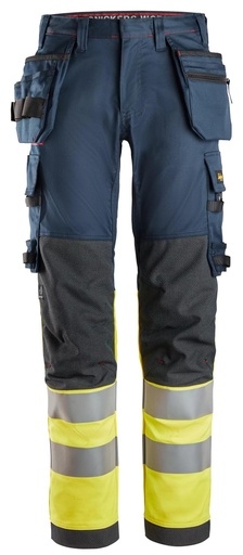 ProtecWork, Pantalon de travail extensible avec poches holster, haute visibilité,  Classe 1