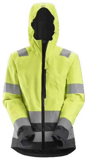 [1347] Snickers AllroundWork-  Veste imperméable pour femme en Shell-  haute visibilité-  Classe 2/3