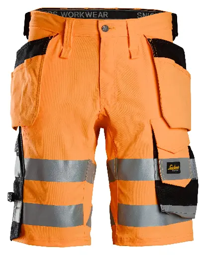 Short en tissu extensible avec poches holster haute visibilité, Classe 1