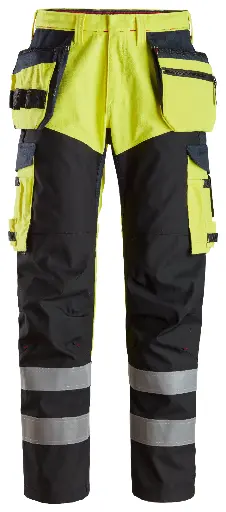 Protec Work, Pantalon de travail renforcé avec poches holster, haute visibilité, Classe 1