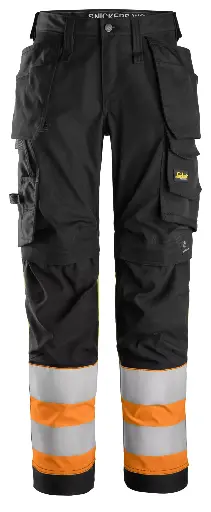 Pantalon en tissu extensible pour femme avec poches holster haute visibilité, Classe 1