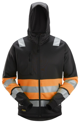 Sweat à capuche avec fermeture à glissière, haute visibilité Classe 1